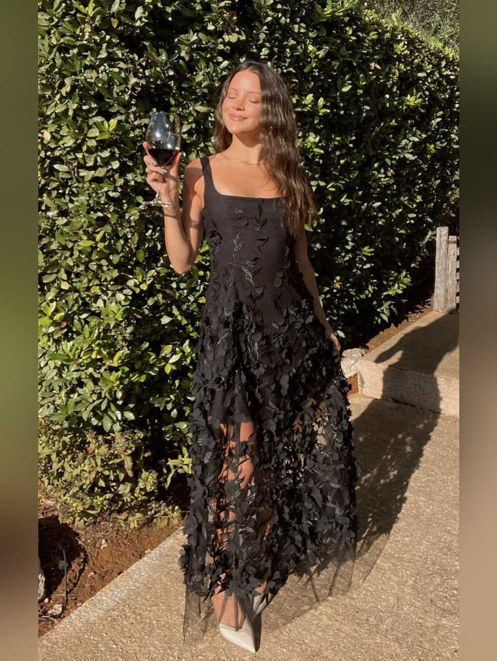 Show Me Your Mumu Stephanie Black 3D Floral Dress M Wedding Party Prom Formal - Picture 2 of 12